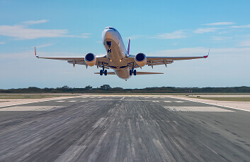 Airplane taking off from a runway