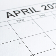 Calendar of dates showing the month of April
