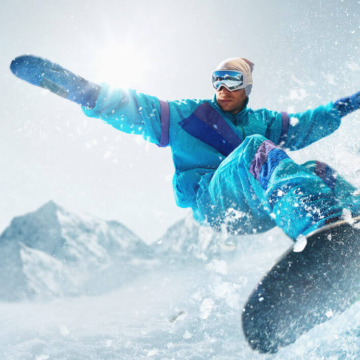 Snowboarder on slopes